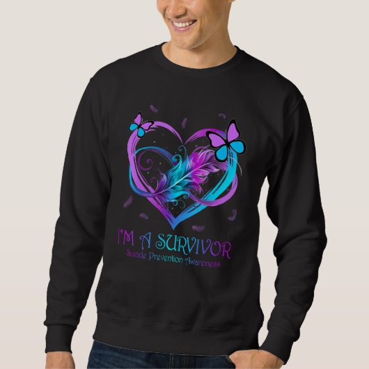 Sweatshirt Butterfly Heart I'm A Survivor Suicide Prevention (Devant)