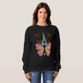 Sweatshirt Butterfly Paris Night Sky Eiffel Tower Love French (Devant entier)