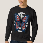 Sweatshirt Butterfly USA Flag Cute Fourth Of July Funny Ameri (Devant)