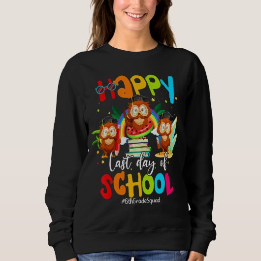 Sweatshirt Bye Bye School Hello Pool Summer Owl 6thgradesqua (Devant)