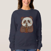 Sweatshirt Ça arrive en buvant – Funny Panda Boba Style Rétro (Devant)