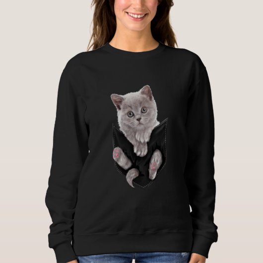 Sweatshirt Ca Chat T Gris Chat En Chat De Poche Kitten (Devant)