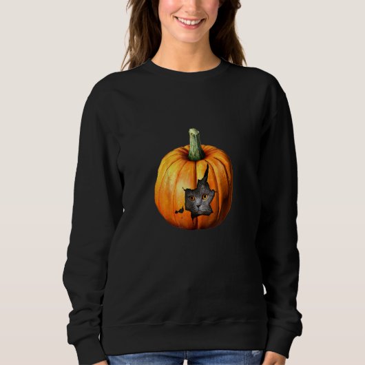 Sweatshirt Ca Hallowen Ca Pumpkin  Orange Cat (Devant)