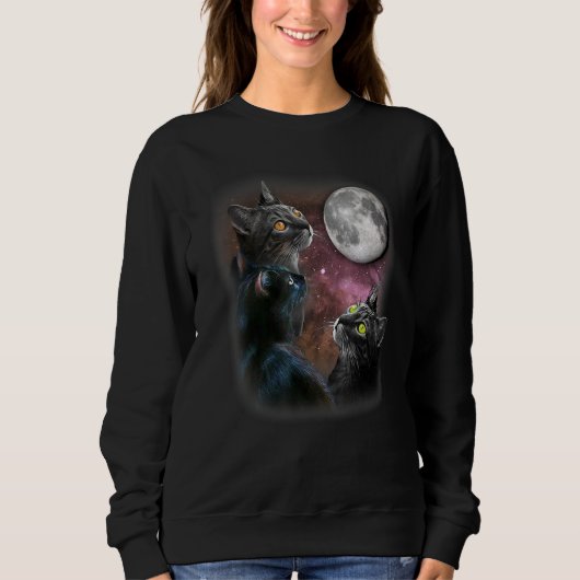 Sweatshirt Ca Trois Chat Lune 3 Wolfs Cute Kitten (Devant)