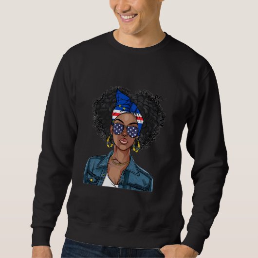 Sweatshirt Cabo Verdean Drapeau Souvenirs Femme Robe American (Devant)