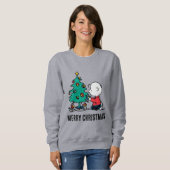 Sweatshirt cacahuètes | Lumières de Noël Brown Charlie (Devant entier)