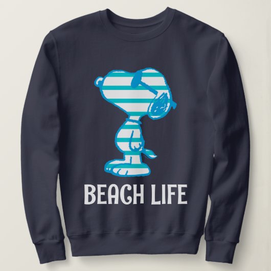 Sweatshirt cacahuètes | Snoopy Cyan Stripes Lunettes de solei (Design devant)