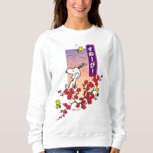Sweatshirt cacahuètes   Snoopy & Woodstock Branche de fleurs 