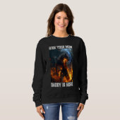 Sweatshirt Cacher Votre Maman Papa Est Ici Werewolf Mème Crin (Devant entier)