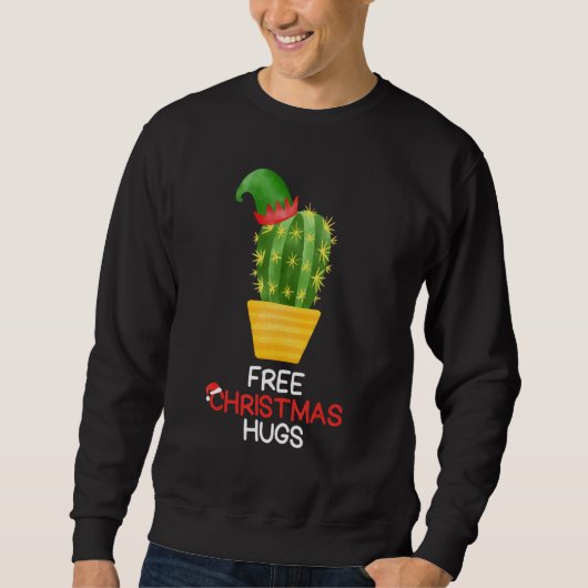 Sweatshirt Cactus Câlins de Noël Gratuits (Devant)