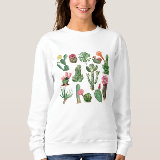 Sweatshirt Cactus colorés et fleurs succulentes (Devant)