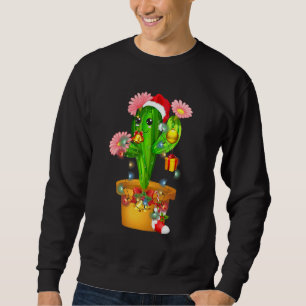 Sweatshirt Cactus Feux d'arbre de Noël Santa Hat Succulent P
