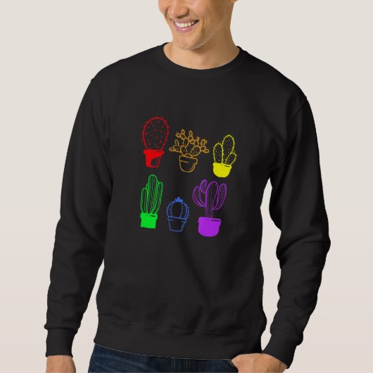 Sweatshirt Cactus Succulent Pride Rainbow Plante Subtle Lgbt (Devant)