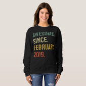 Sweatshirt Cadeau 4 ans Awesome depuis Février 2019 4e Bi (Devant entier)