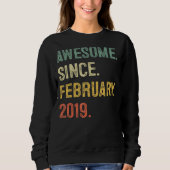 Sweatshirt Cadeau 4 ans Awesome depuis Février 2019 4e Bi (Devant)