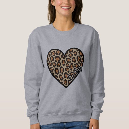 Sweatshirt Cadeau de la Saint-Valentin cœur de léopard mignon (Devant)