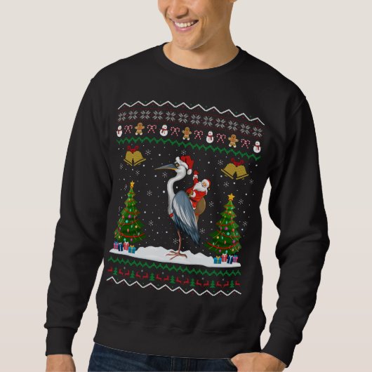 Sweatshirt Cadeau Père Noël Riding Heron Heron Bird Xmas (Devant)