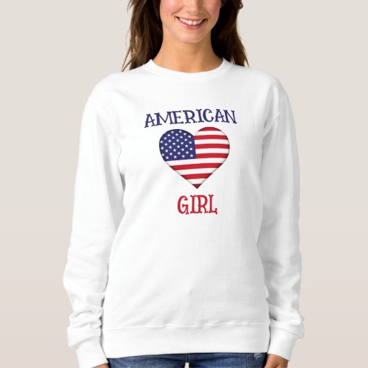 Sweatshirt Cadeaux 4 juillet mignons pour femmes American Gir (Devant)