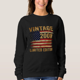 Sweatshirt Cadeaux de 17 ans Vintage 2008 17e anniversaire Am