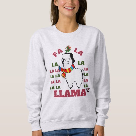 Sweatshirt Cadeaux de Noël mignons, Amusant Fa La Llama Humou (Devant)