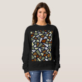 Sweatshirt Café Abstrait Géométrique Noir Tan Grey W (Devant entier)