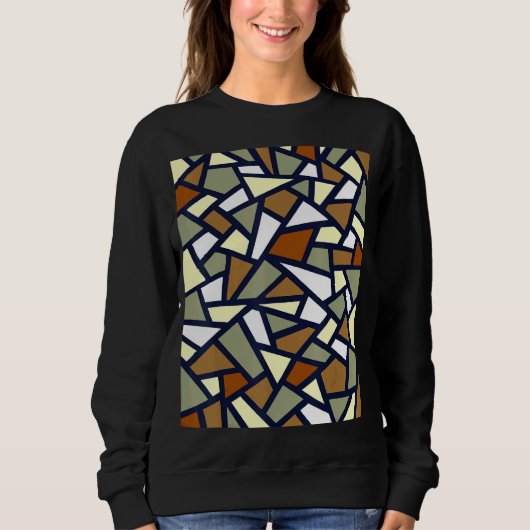 Sweatshirt Café Abstrait Géométrique Noir Tan Grey W (Devant)