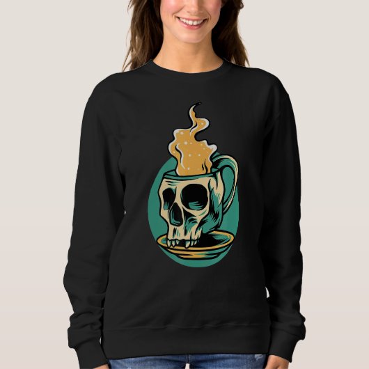 Sweatshirt Café chaud Squelette Boire Café (Devant)