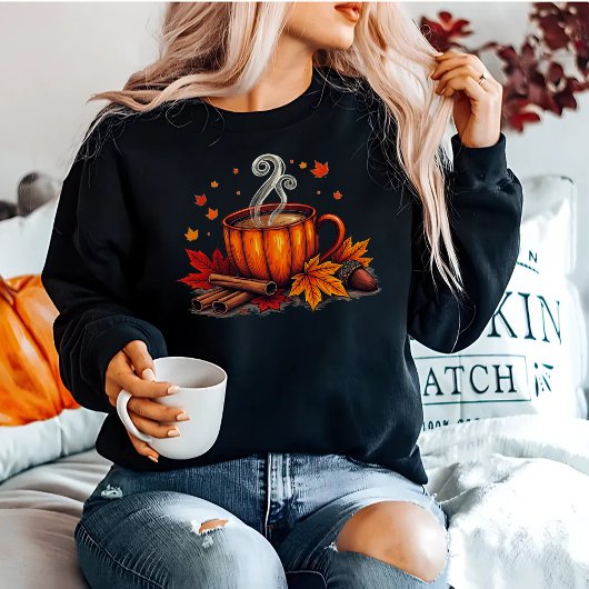 Sweatshirt Café d'automne Cosy Citrouille épice Vibes d'autom