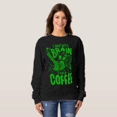 Sweatshirt café d'halloween vert acide boire zombie (Devant entier)