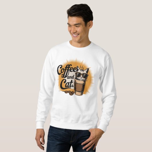 Sweatshirt café et chat (Devant entier)