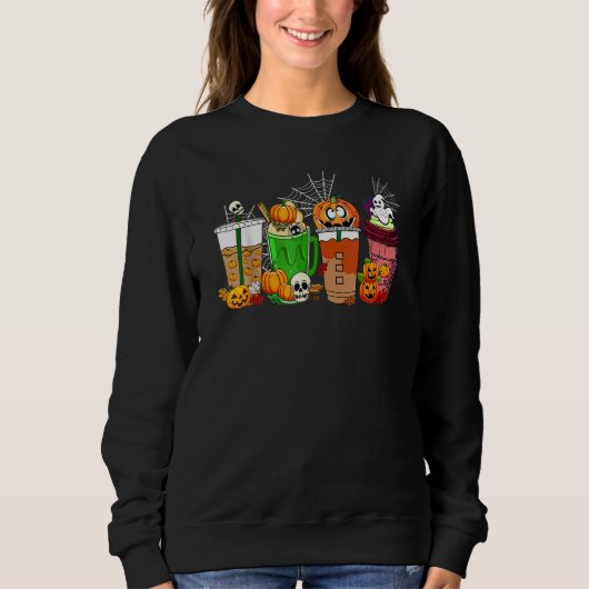 Sweatshirt Café Ghost Skull Pumpkin Spice Café Halloween (Devant)