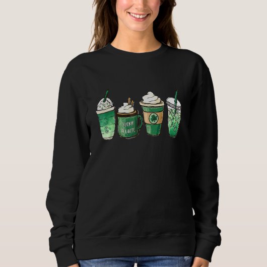 Sweatshirt Café Lucky Latte Pour Jour de la Saint Patrick Tee (Devant)