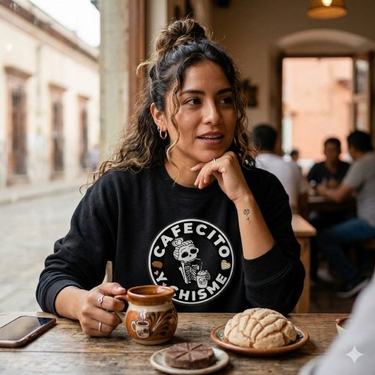 Sweatshirt Cafecito y Chisme Pan dulce mexicaine