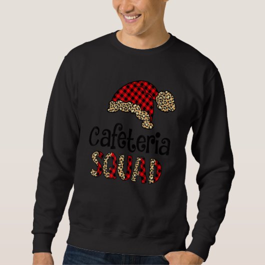 Sweatshirt Cafétéria Santa Hat Buffalo Plaid Leopard Funny Xm (Devant)