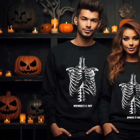 Sweatshirt Cage de nervure X Funny Personnaliser d'Halloween