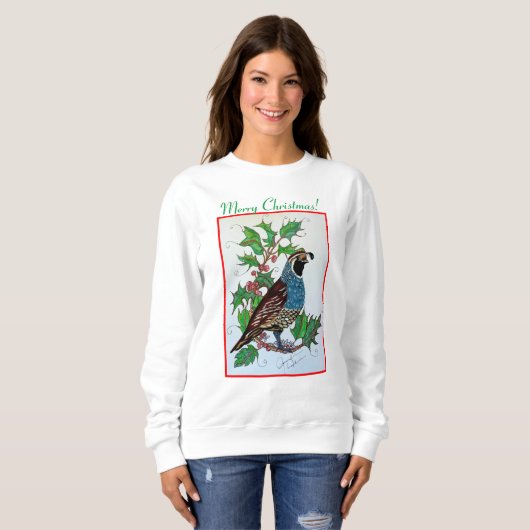 Sweatshirt Caille dans une chemise de houx 2 (Devant entier)