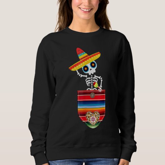 Sweatshirt Calaca couverture poche Serape cadeau mexicain Cin (Devant)