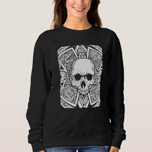 Sweatshirt Calendrier Aztec du crâne Dia De Los Muertos Da me (Devant)