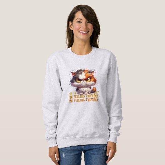 Sweatshirt Calico Grumpy Chat et une citation drôle (Devant entier)