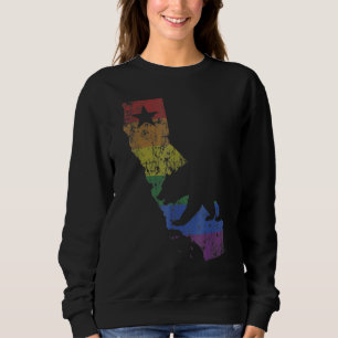 Sweatshirt California Bear Lgbtq+ Gay Lesbian Pride Drapeau H