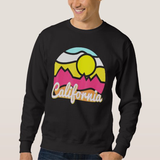 Sweatshirt California Retro Mountain Sunset Outdoor Vanlife E (Devant)