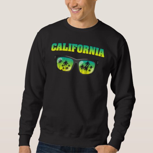 Sweatshirt Californie Lunettes de soleil Vibes d'été Palm Tre (Devant)