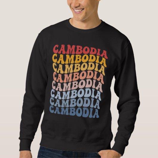 Sweatshirt Cambodia Groovy Retro Cambodian (Devant)