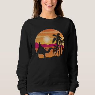 Sweatshirt Camel Sunset Palm Tree Voyageur Arabian Camel Ani