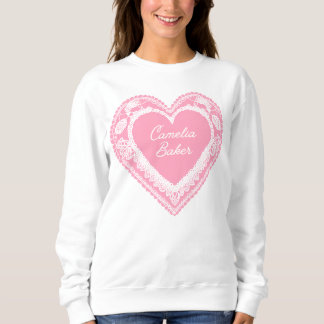 Sweatshirt Camelia Baker Coeur de dentelle rose