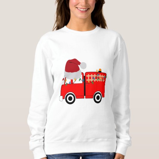 Sweatshirt Camion de feu rouge de Noël (Devant)