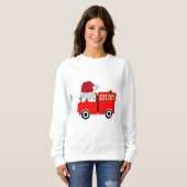 Sweatshirt Camion de feu rouge de Noël (Devant entier)