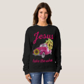 Sweatshirt Camion de sensibilisation au cancer du sein rose J (Devant entier)