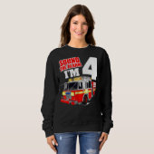 Sweatshirt Camion d'incendie 4 ans pompier 4 ans 4e anniversa (Devant entier)