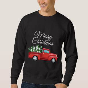 Sweatshirt Camion Rouge Arbre de Noël Wagon Vintage Joyeux No